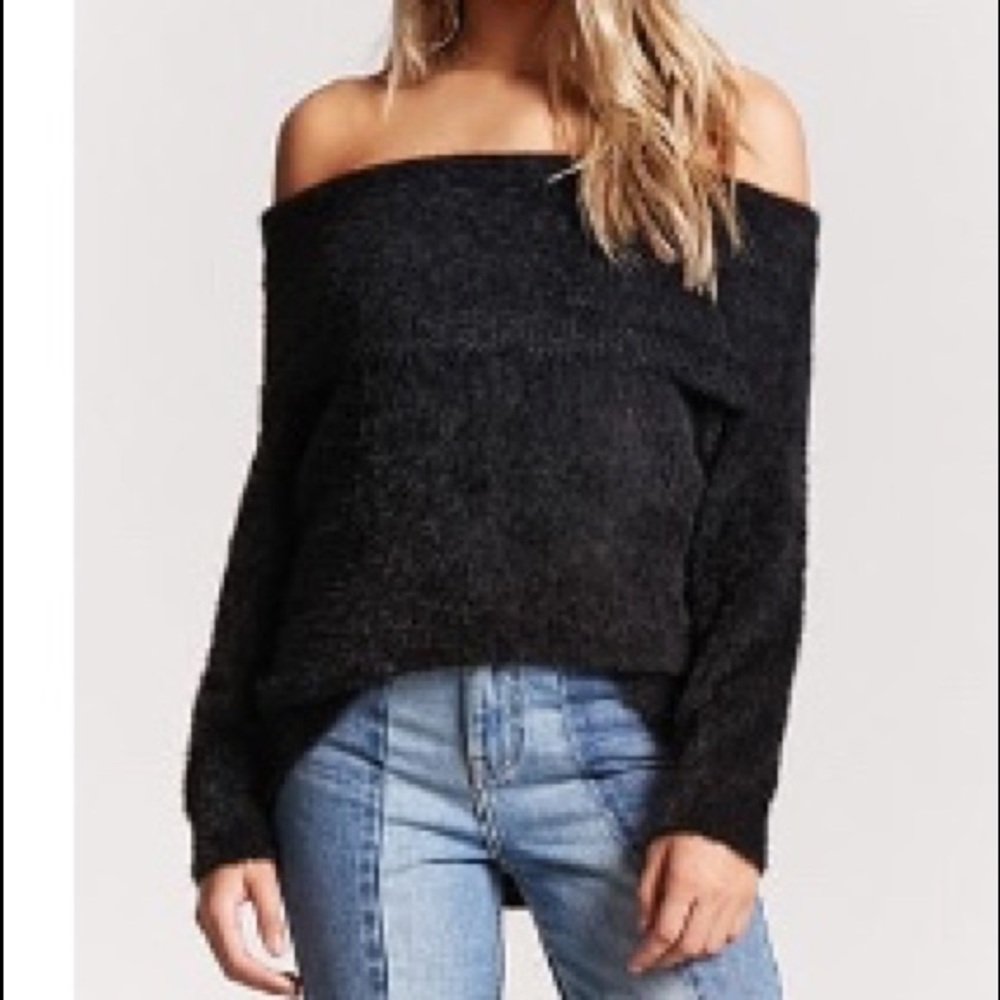 NWT Black Off-the-Shoulder Sweater